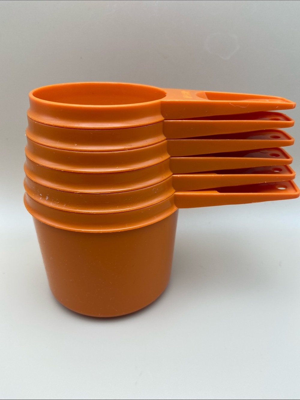 Vintage Tupperware Orange Nesting Measuring Cups - Set of 6 Made in Canada